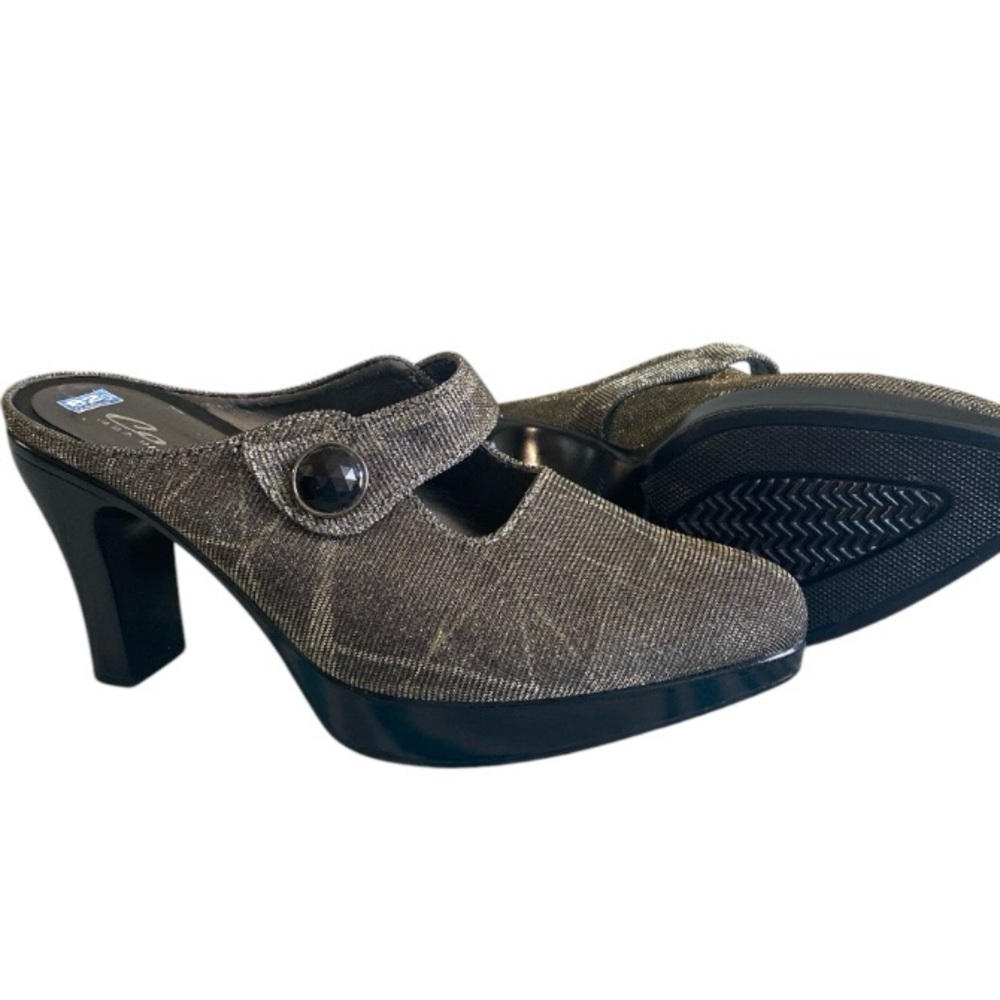 Silver Shimmer Mary Jane Platform Clogs Metallic Party Heels 7.5